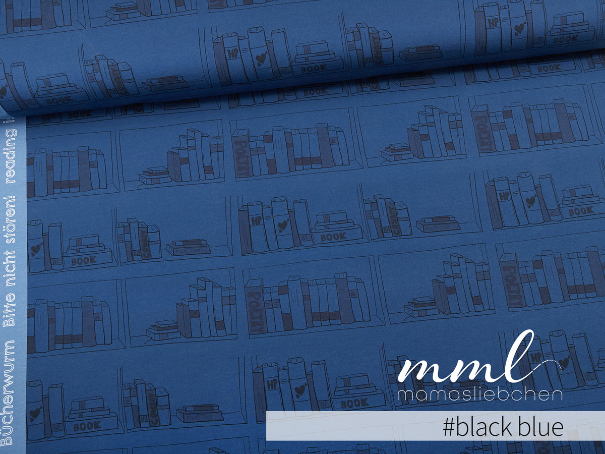 Jersey-Stoff "library #black blue" (0,5m)