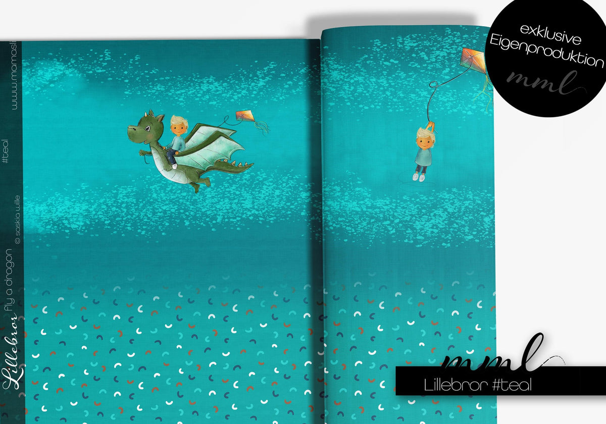 Jersey-Stoff "Lillebror #teal" (1 Panel, ca. 1,00m)