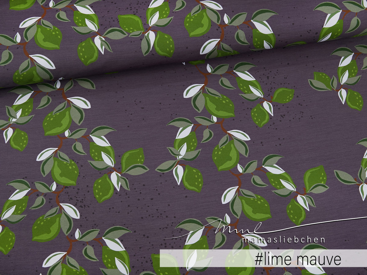 Jersey-Stoff "limonella #lime mauve" (0,25m)