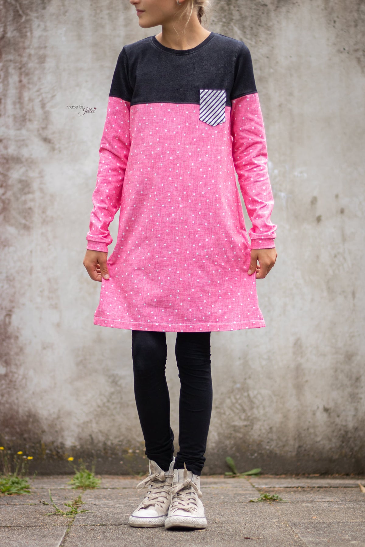 Jersey-Stoff "linen dots #pink" (0,25m)