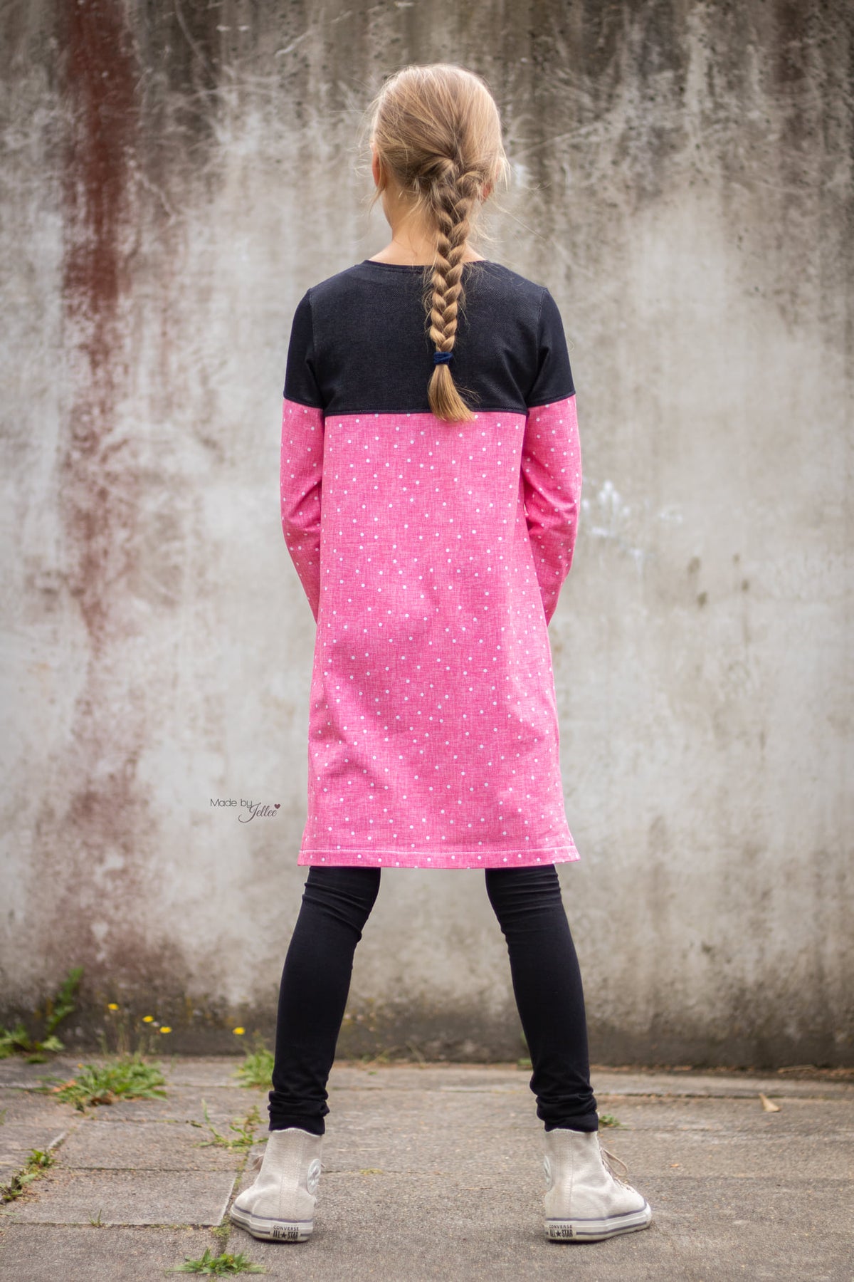 Jersey-Stoff "linen dots #pink" (0,25m)