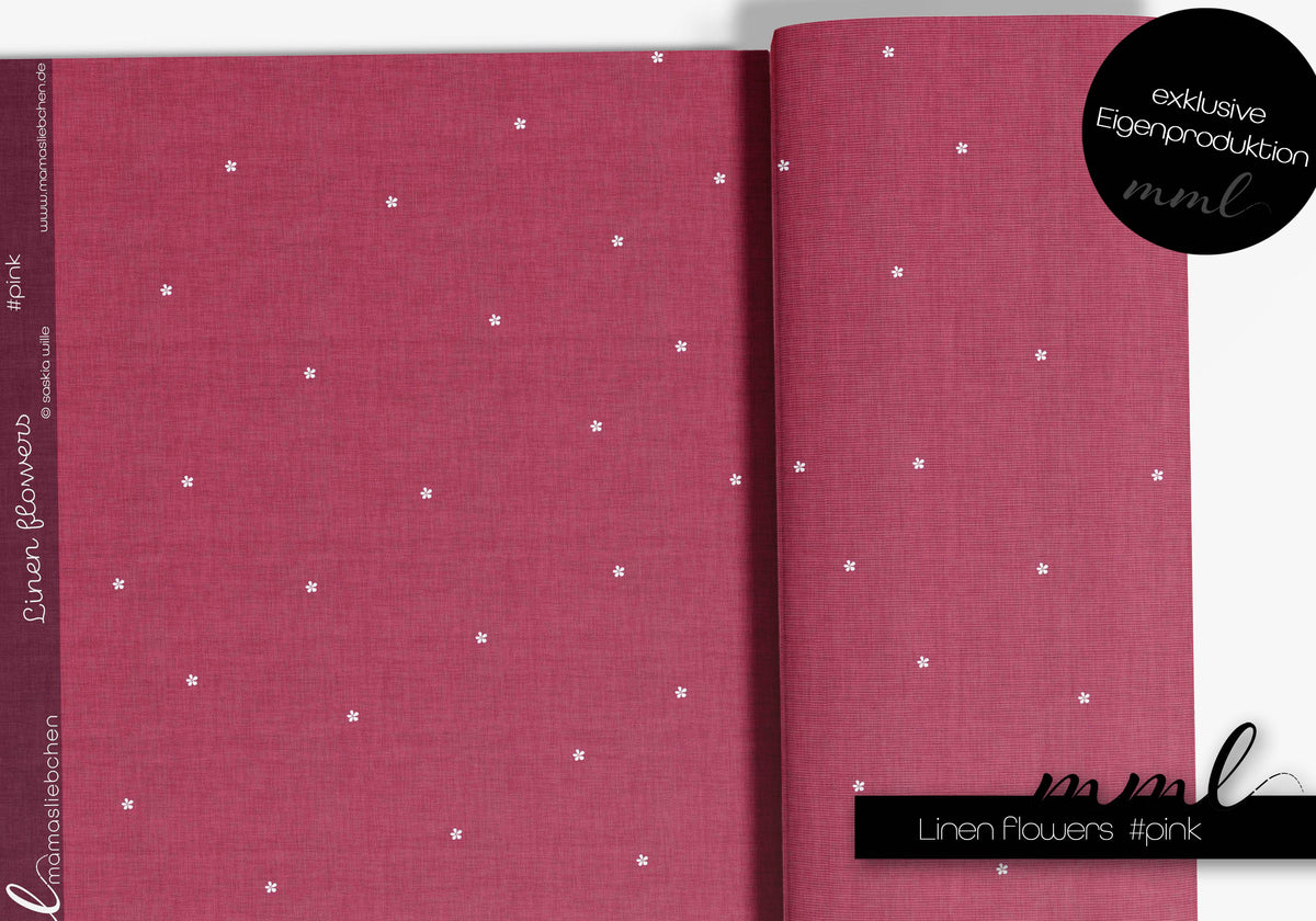 Jersey-Stoff "Linen flowers #pink" (0,25m)
