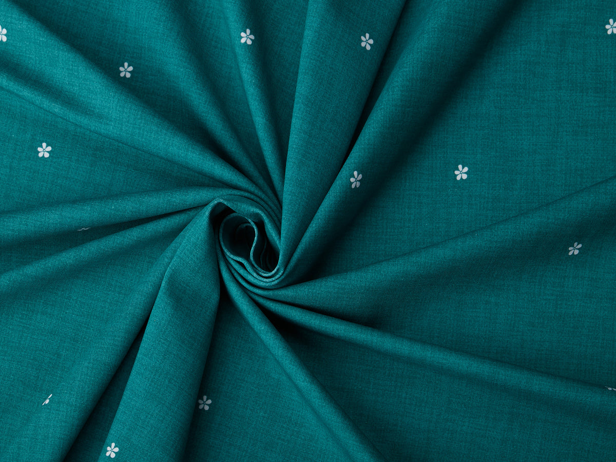 Jersey-Stoff "Linen flowers #teal" (0,25m)