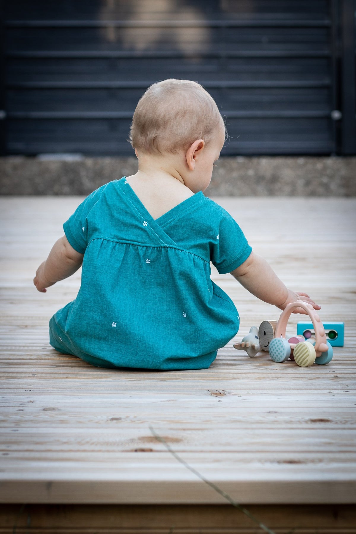 Jersey-Stoff "Linen flowers #teal" (0,25m)
