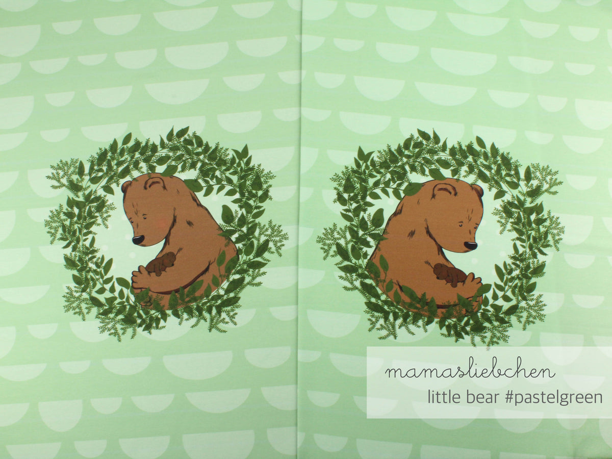 Jersey-Stoff "little bear #pastelgreen" (1 Panel, ca. 0,6m)