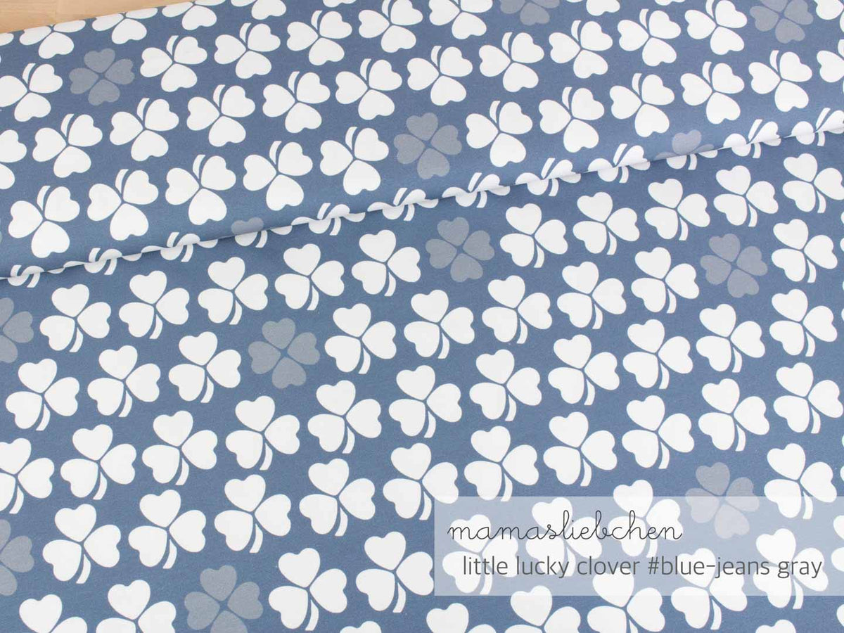 Jersey-Stoff "little lucky clover #blue-jeans gray" (0,5m)