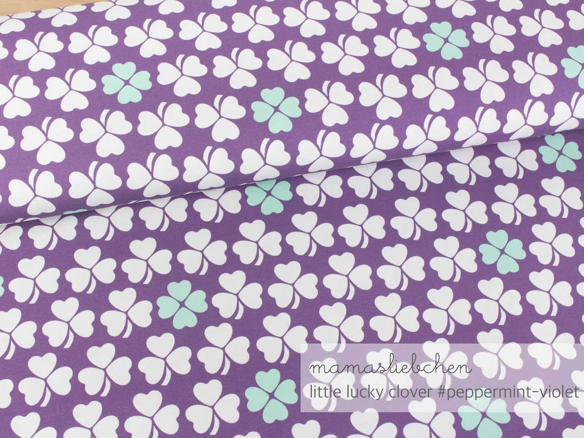 Jersey-Stoff "little lucky clover #peppermint-violet" (0,25m)