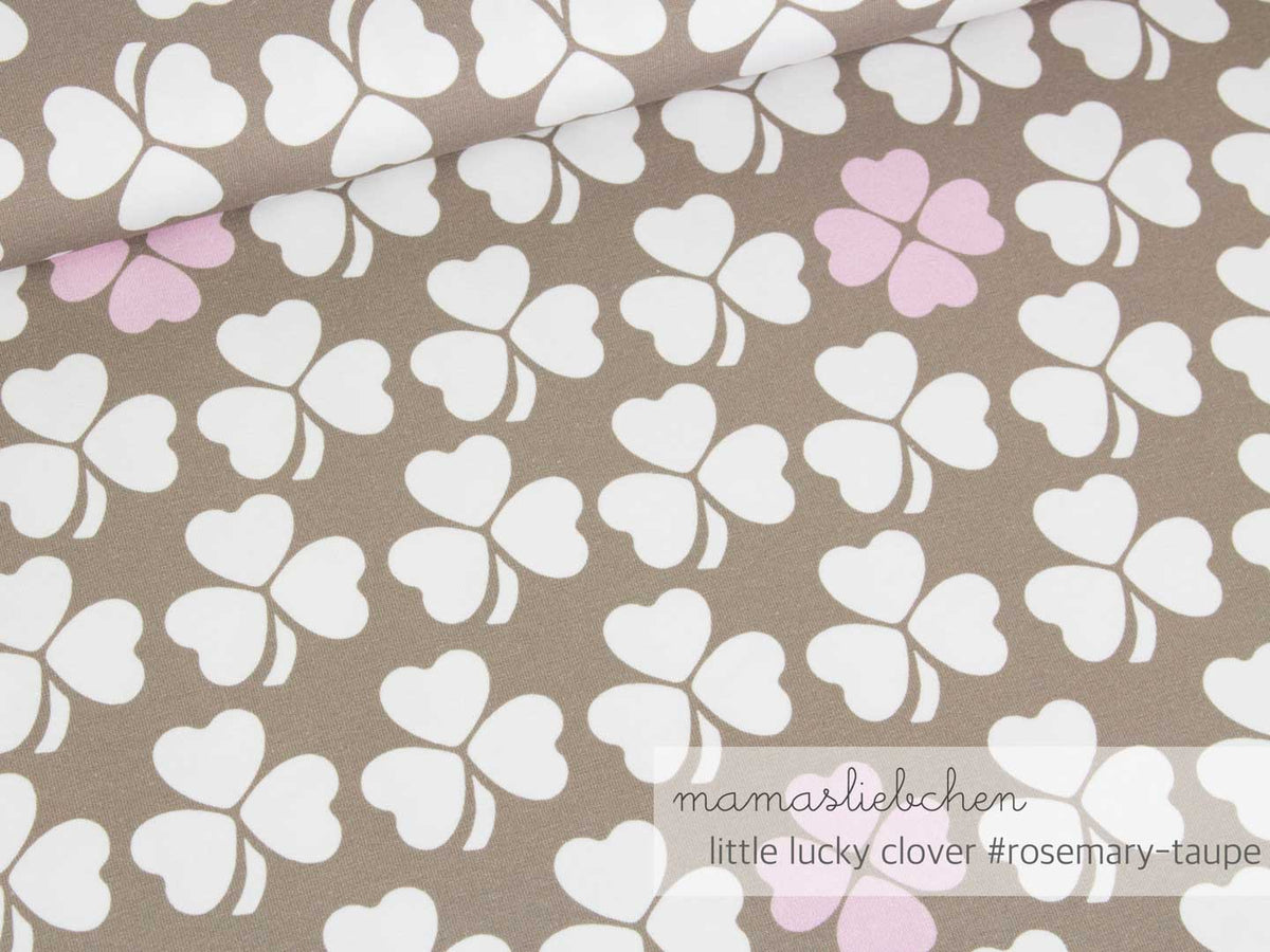 Jersey-Stoff "little lucky clover #rosemary-taupe" (0,5m)