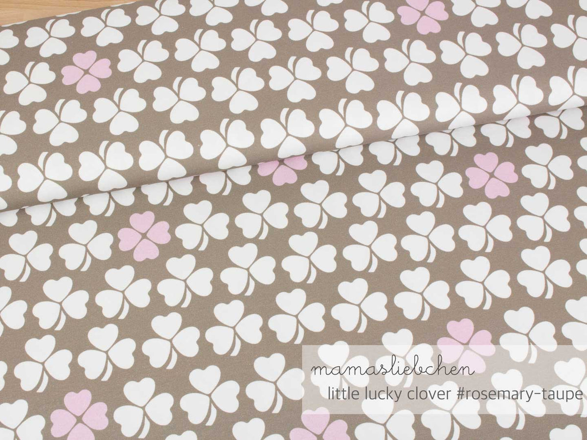 Jersey-Stoff "little lucky clover #rosemary-taupe" (0,5m)