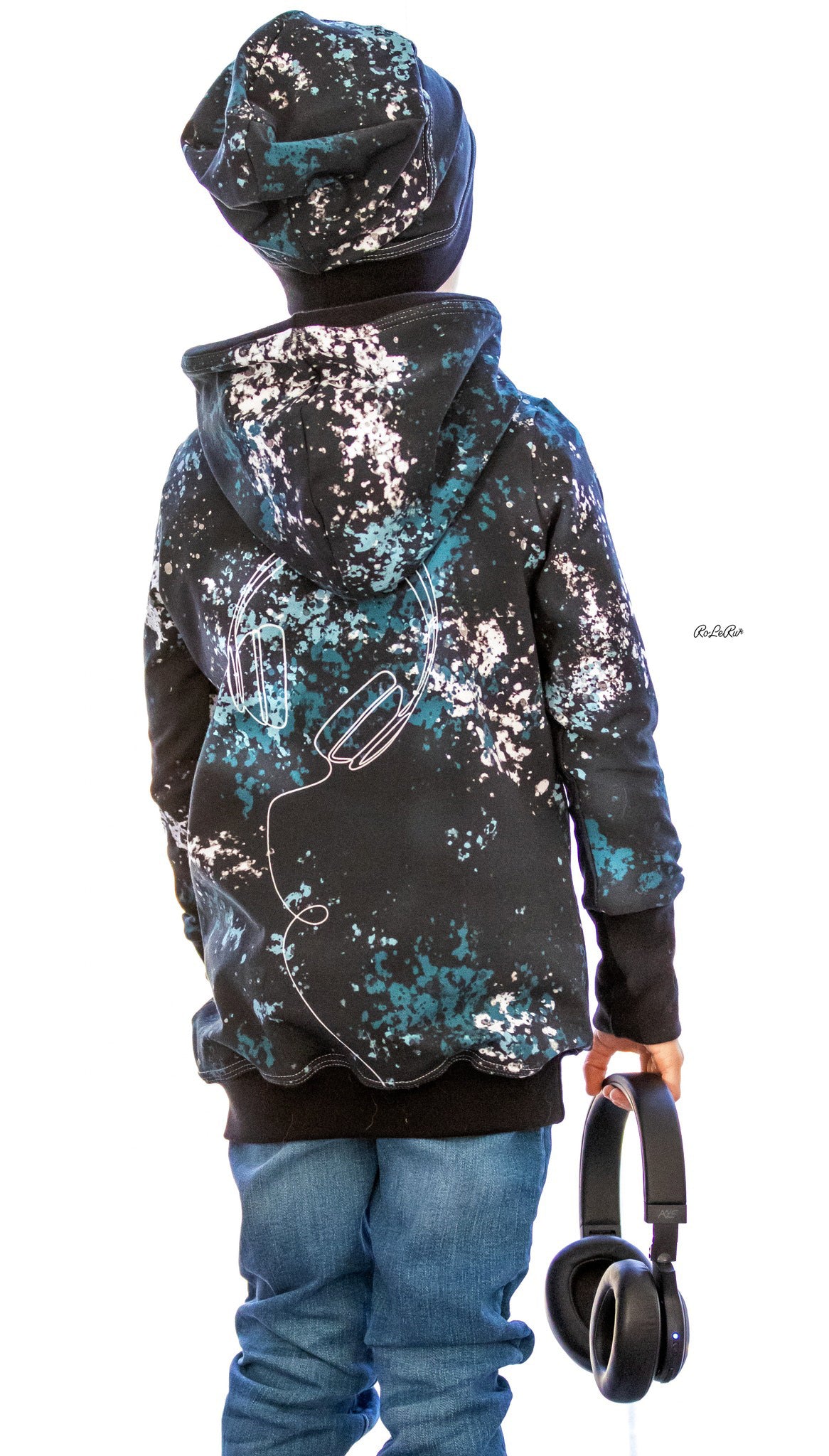 Jersey-Stoff "make some noise #black mint" (1 Panel, ca. 1,00m)