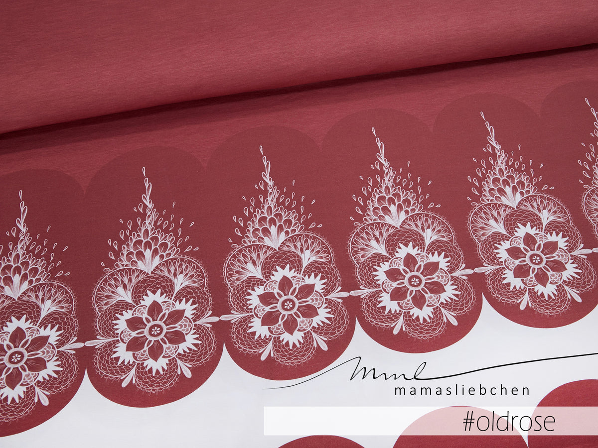 Jersey-Stoff "Mandala #oldrose" (1Panel/ ca.0,95m)