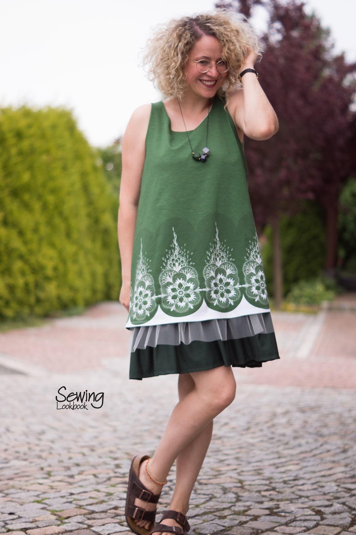 Jersey-Stoff "Mandala #olive" (1Panel/ ca.0,95m)