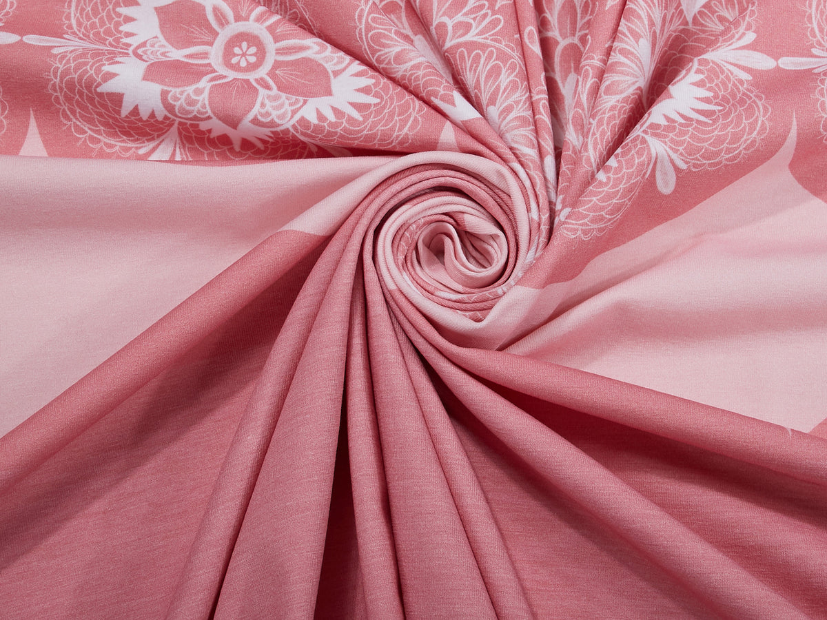 Jersey-Stoff "Mandala #rose" (1Panel/ ca.0,95m)