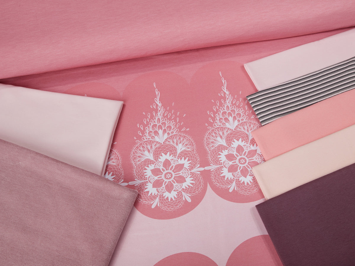 Jersey-Stoff "Mandala #rose" (1Panel/ ca.0,95m)