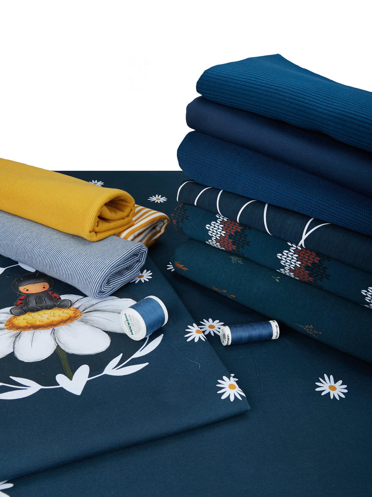 Jersey-Stoff "Mariechen flowers #darkblue" (0,25m)