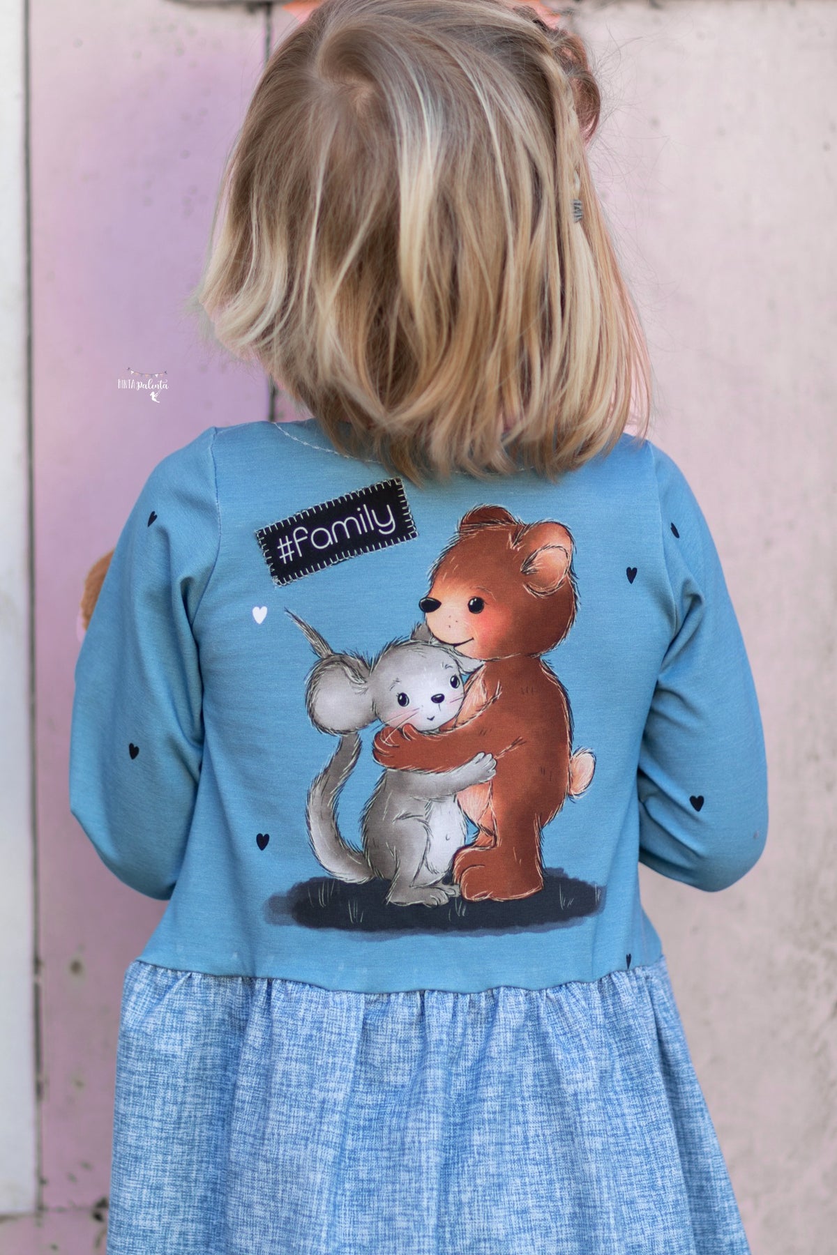 Jersey-Stoff "Maus & Bär #lightblue" (1Panel/ ca.0,65 m)