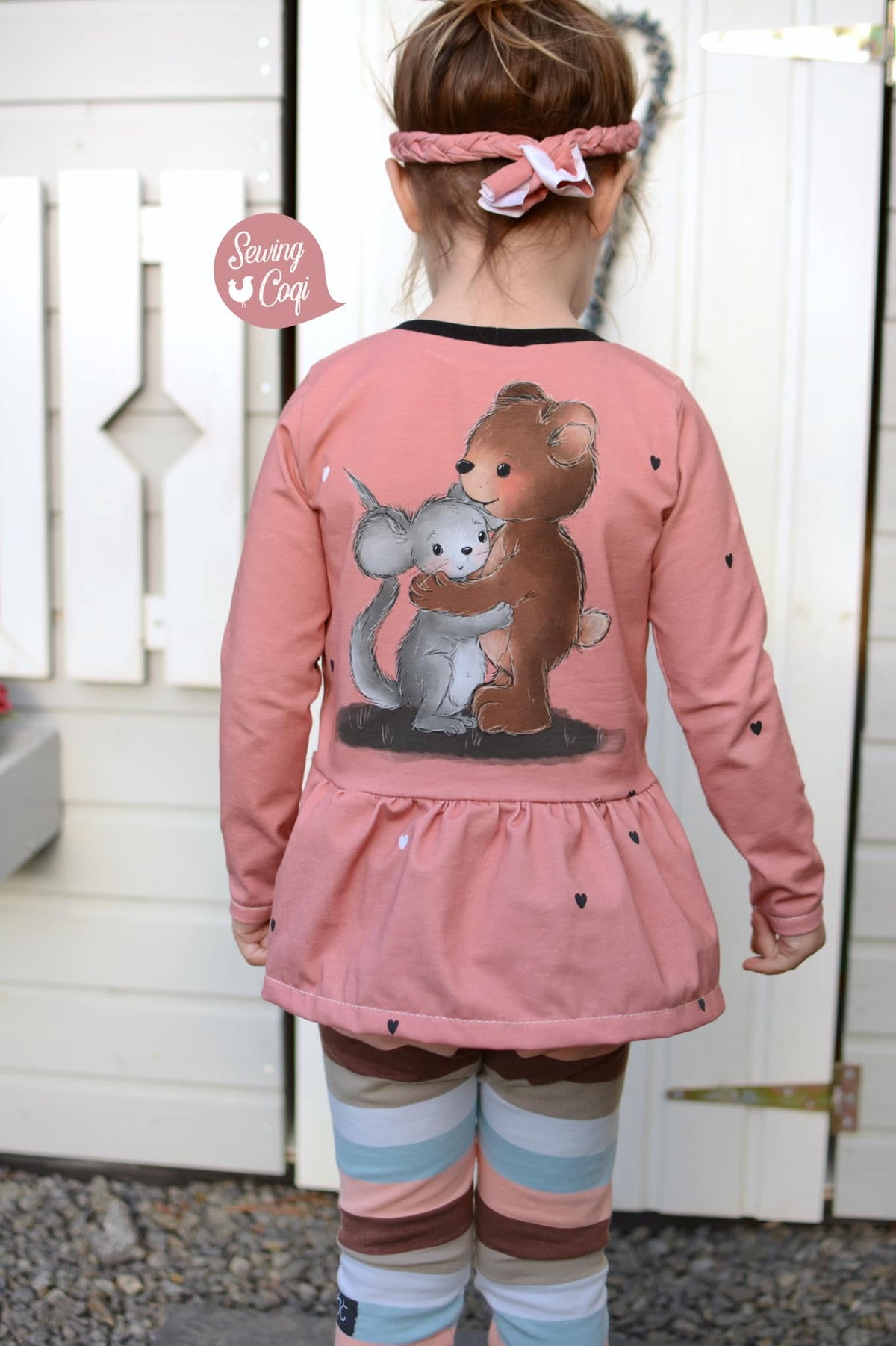 Jersey-Stoff "Maus & Bär #oldrose" (1Panel/ ca.0,65 m)