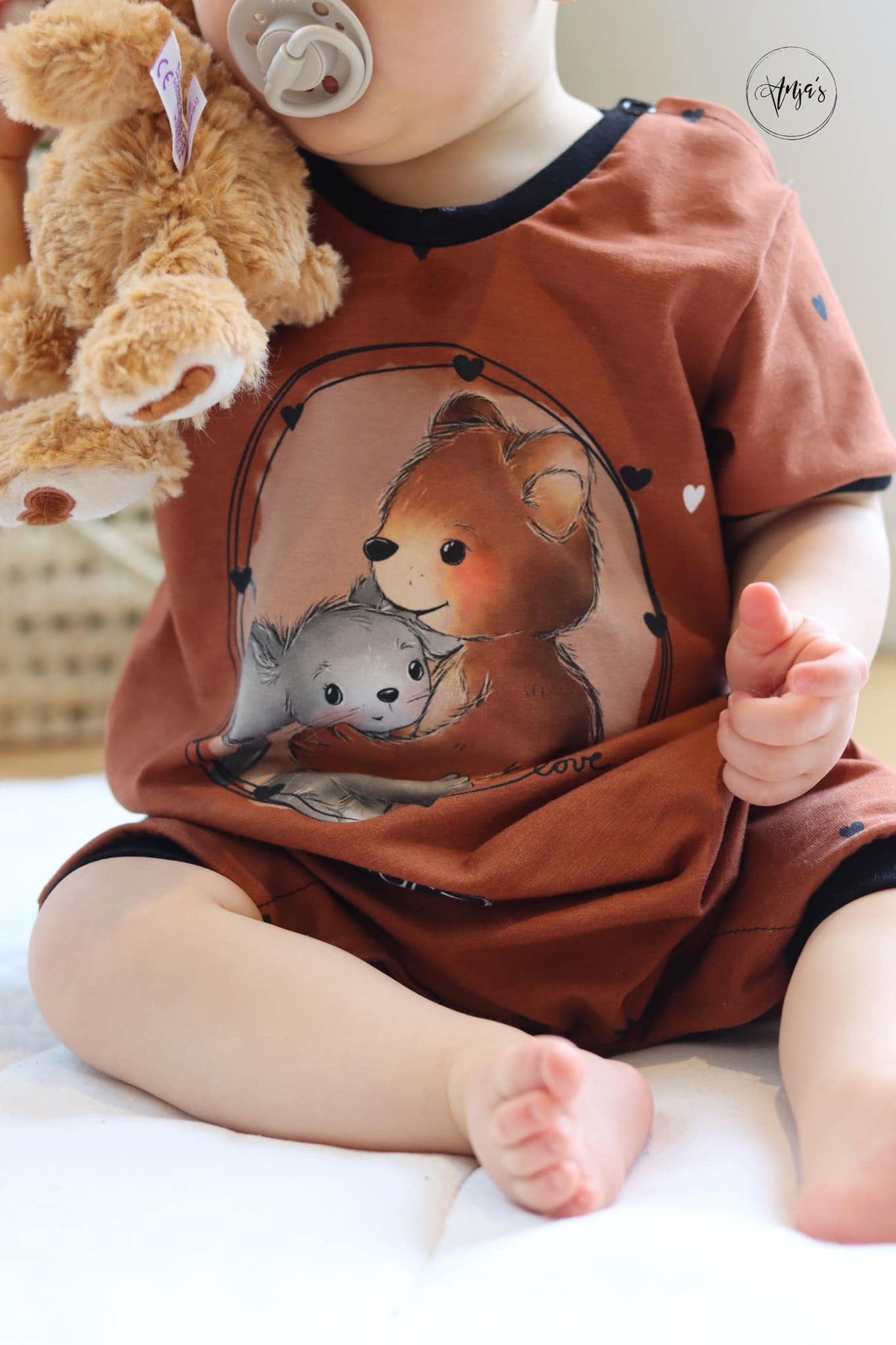 Jersey-Stoff "Maus & Bär #rust" (1Panel/ ca.0,65 m)