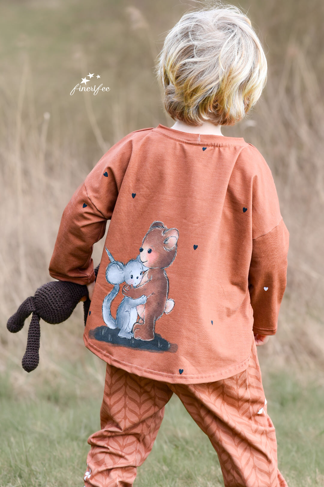 Jersey-Stoff "Maus & Bär #rust" (1Panel/ ca.0,65 m)