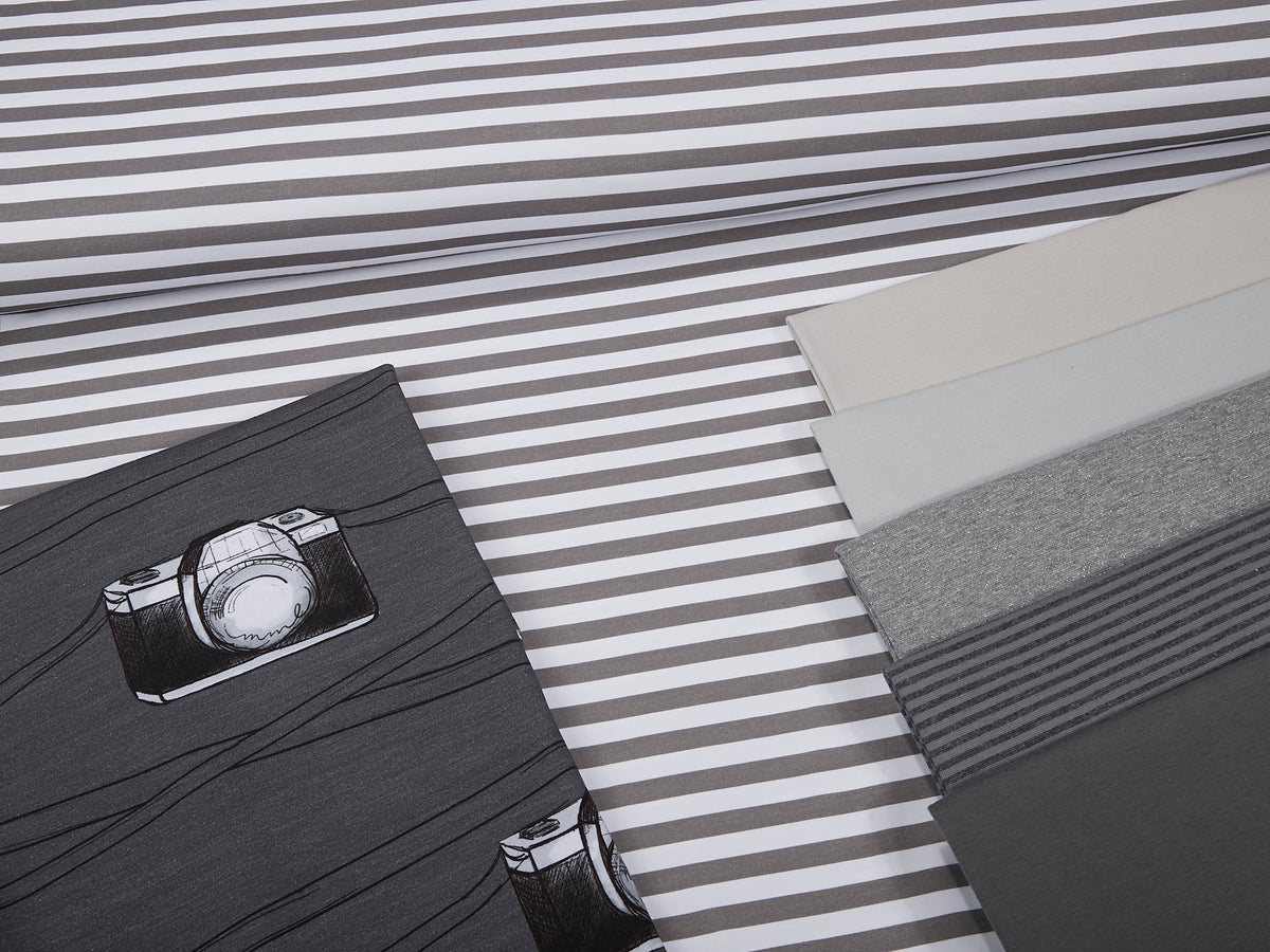 Jersey-Stoff "mini stripes #gray" (0,25m)