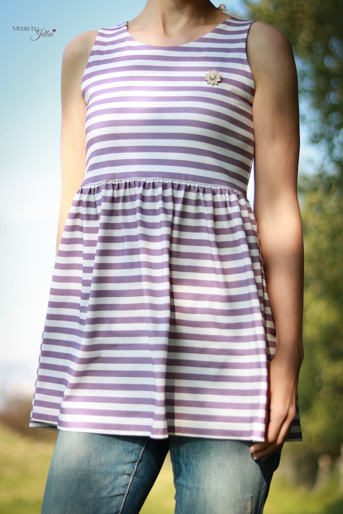 Jersey-Stoff "mini stripes #lavender" (0,25m)