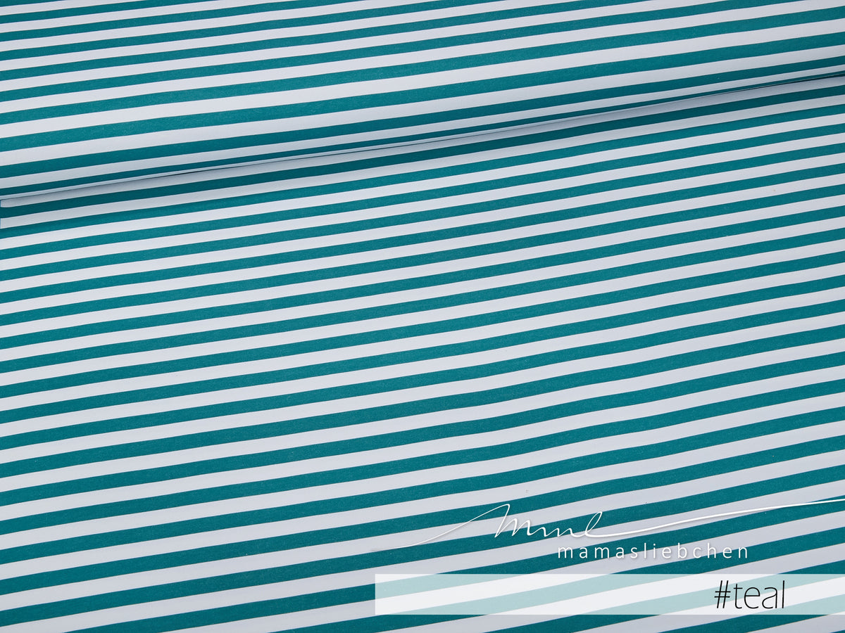Jersey-Stoff "mini stripes #teal" (0,25m)