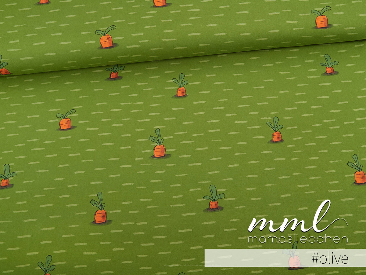 Jersey-Stoff "Möhrchenwiese #olive" (0,25m)
