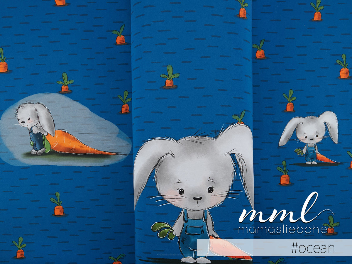 Jersey-Stoff "Moritz Möhrchen #ocean" (1Panel/ ca.0,65 m)