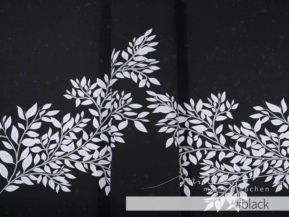 Jersey-Stoff "My Garden #black" (1Panel/ ca.1,50m)