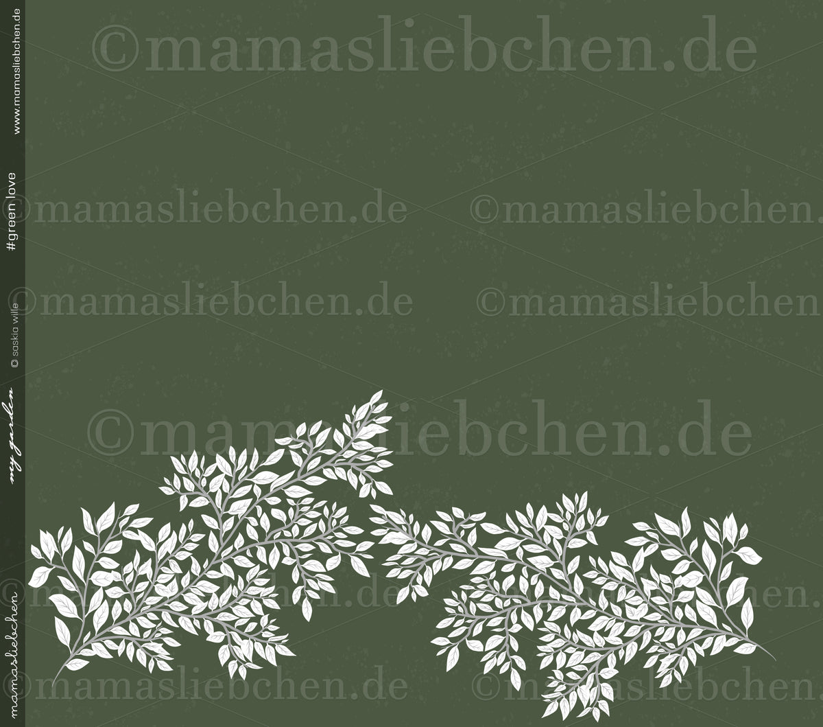 Jersey-Stoff "My Garden #green love" (1Panel/ ca.1,50m)