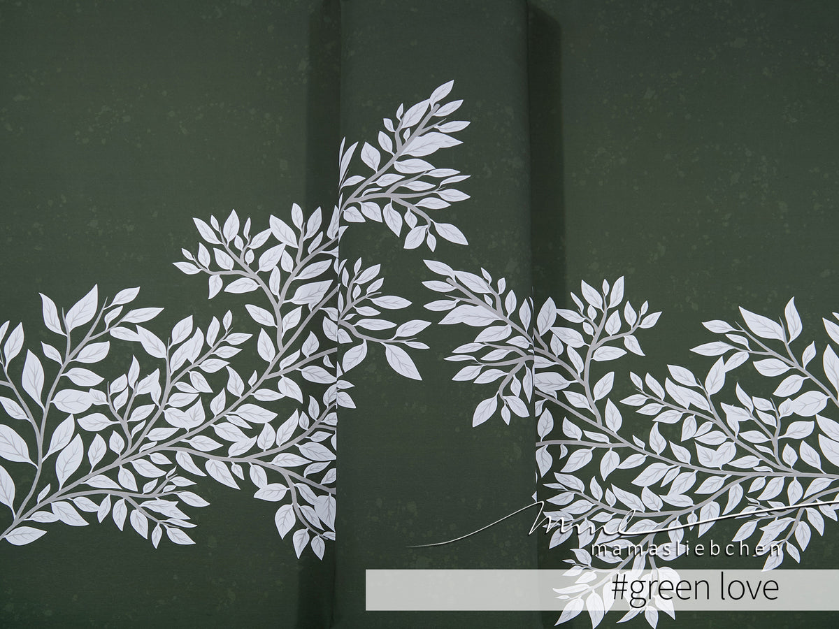 Jersey-Stoff "My Garden #green love" (1Panel/ ca.1,50m)