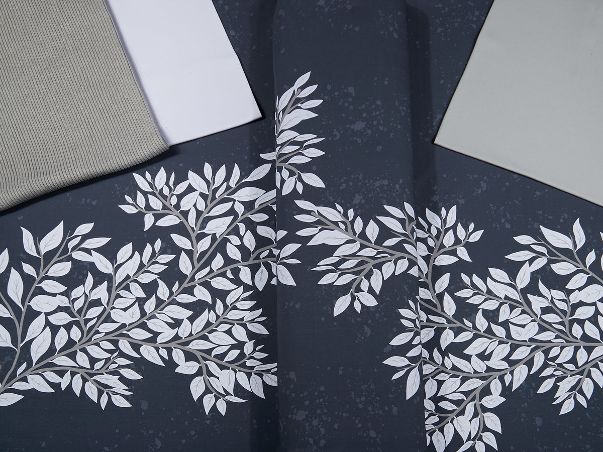 Jersey-Stoff "My Garden #smoky blue" (1Panel/ ca.1,50m)