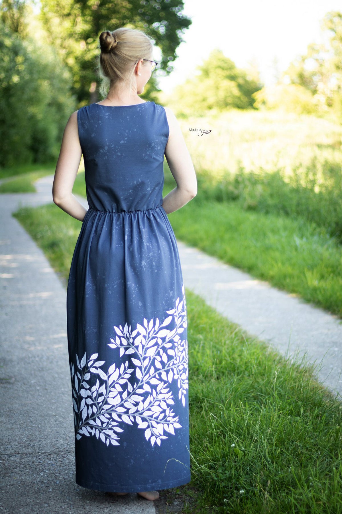 Jersey-Stoff "My Garden #smoky blue" (1Panel/ ca.1,50m)