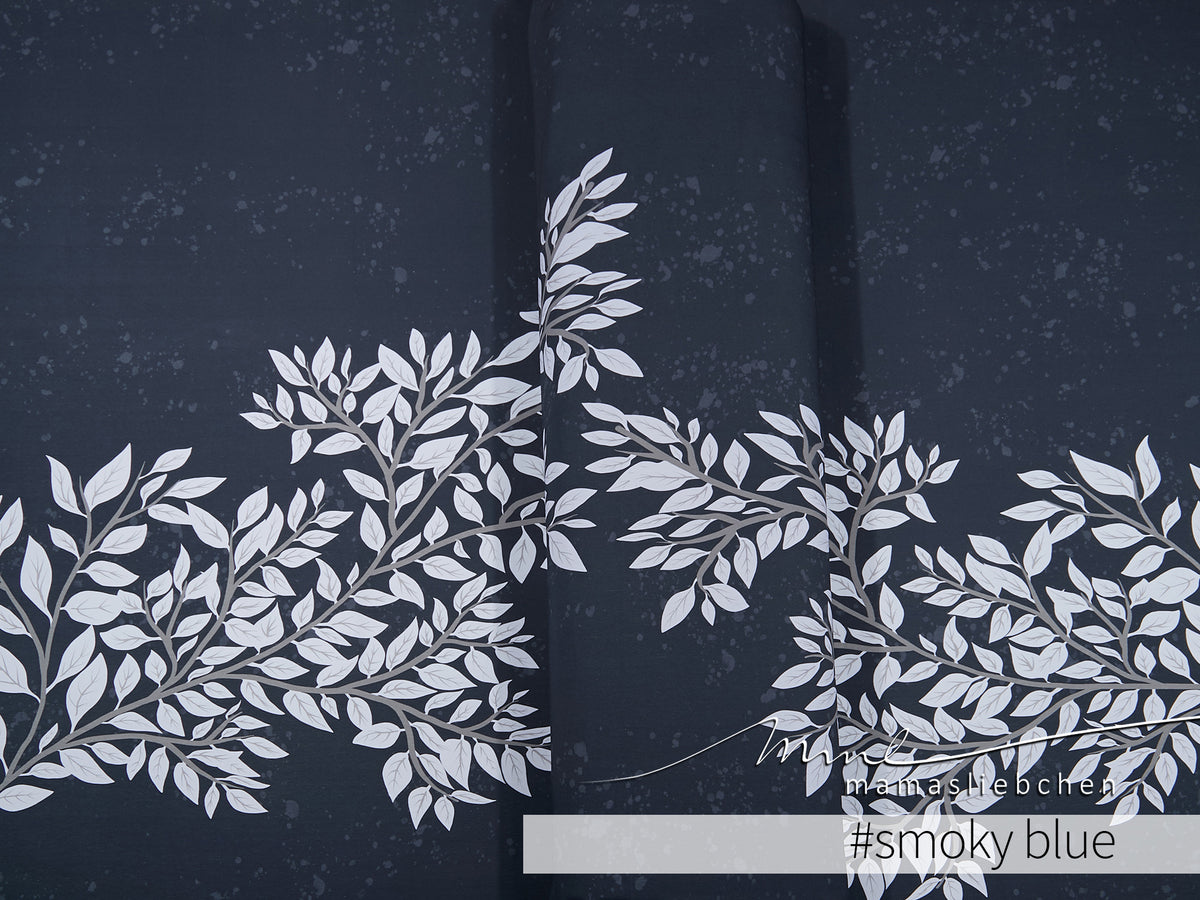 Jersey-Stoff "My Garden #smoky blue" (1Panel/ ca.1,50m)