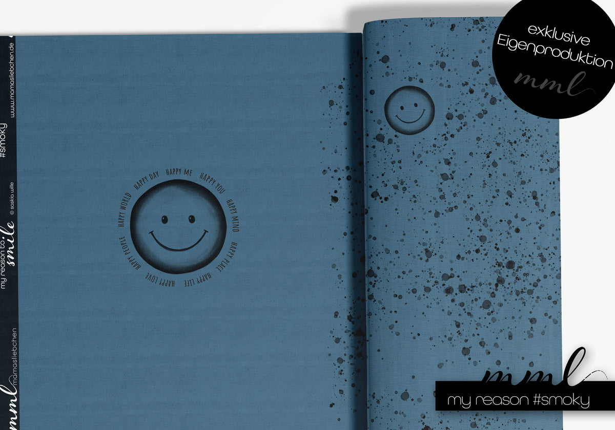 Jersey-Stoff "my reason to smile #smoky" (1 Panel, ca. 0,65m)