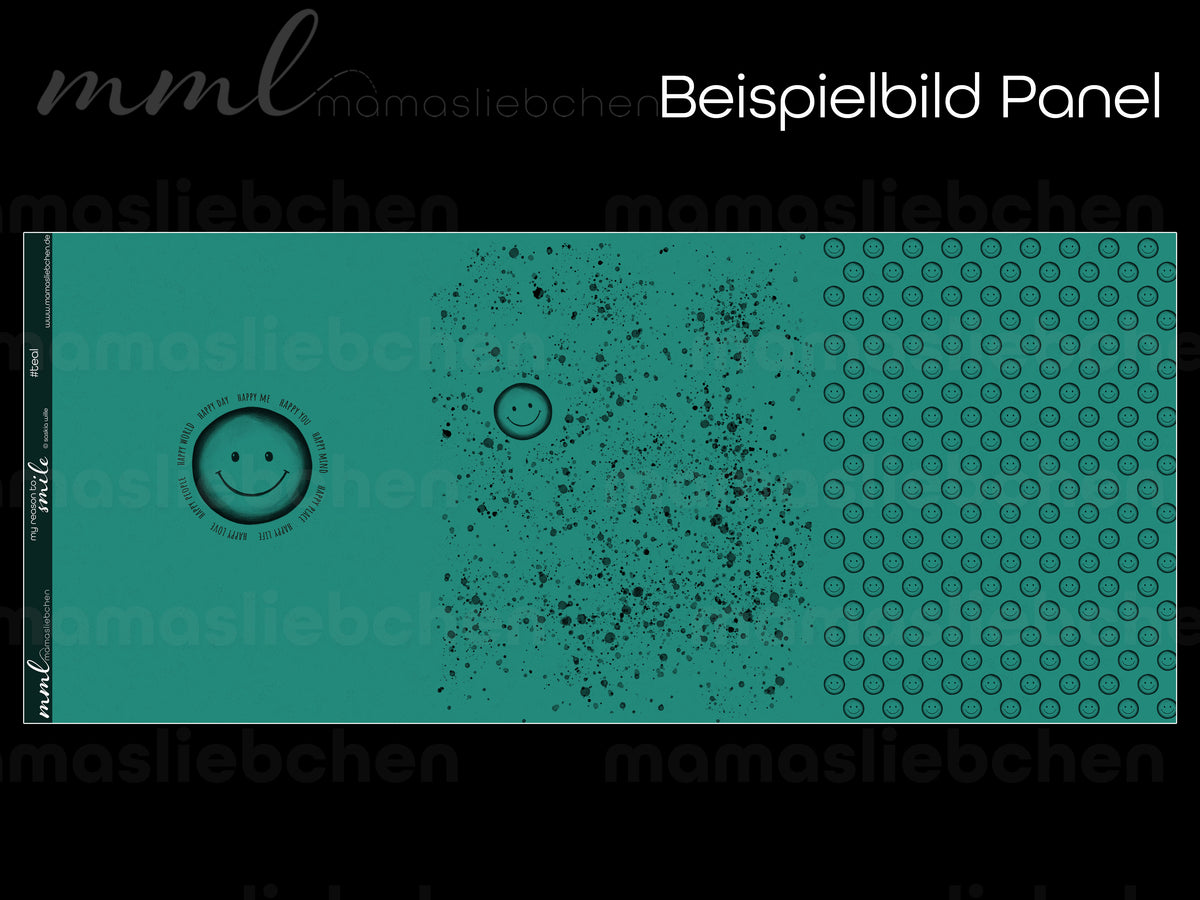 Jersey-Stoff "my reason to smile #teal" (1 Panel, ca. 0,65m)