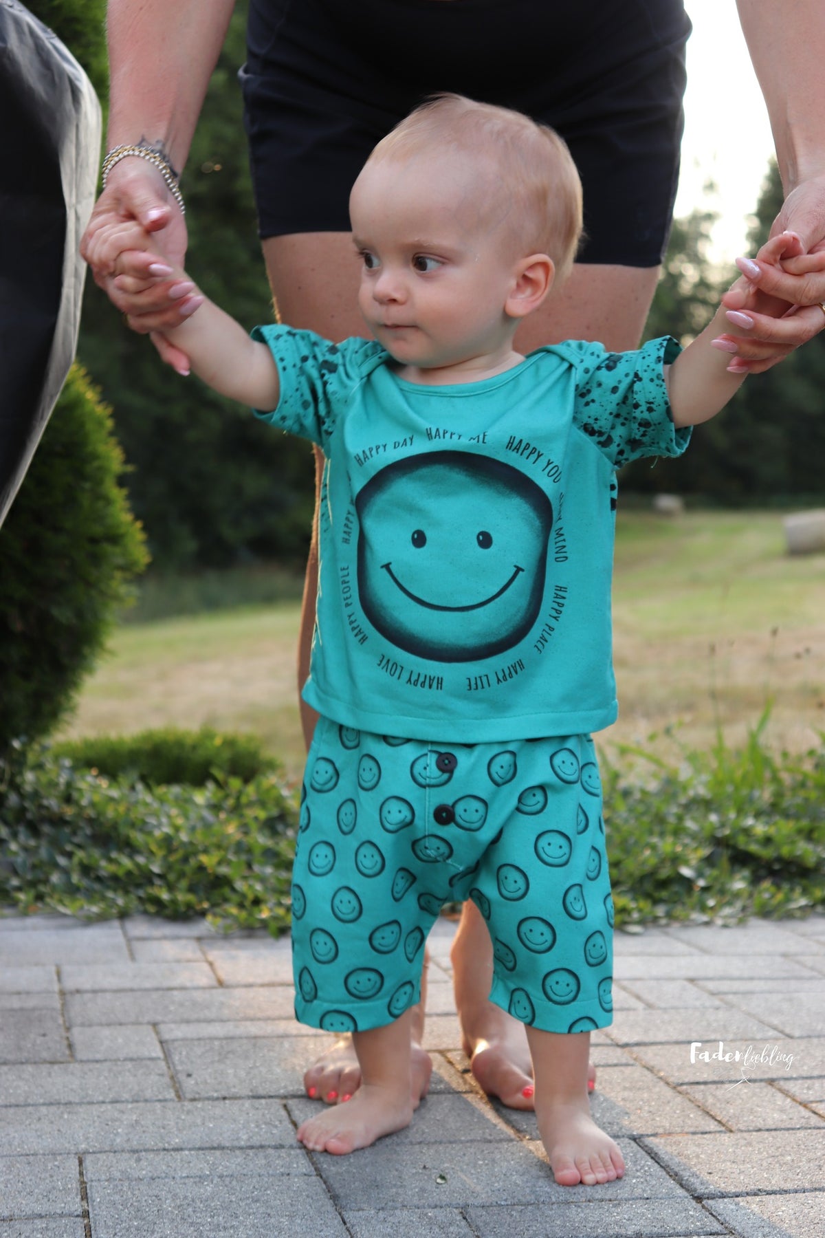Jersey-Stoff "my reason to smile #teal" (1 Panel, ca. 0,65m)