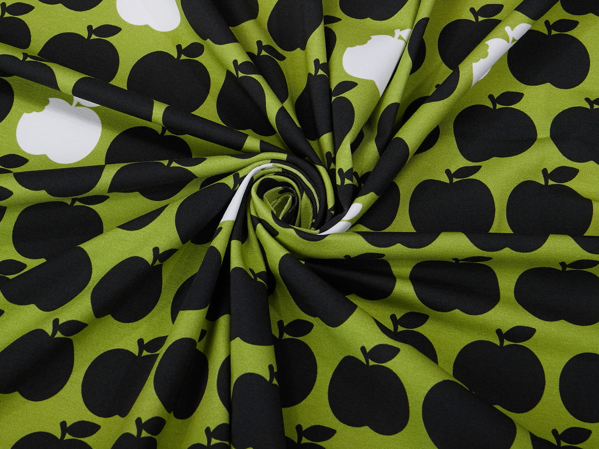 Jersey-Stoff "NEW applebite #granny smith-black" (0,5m)