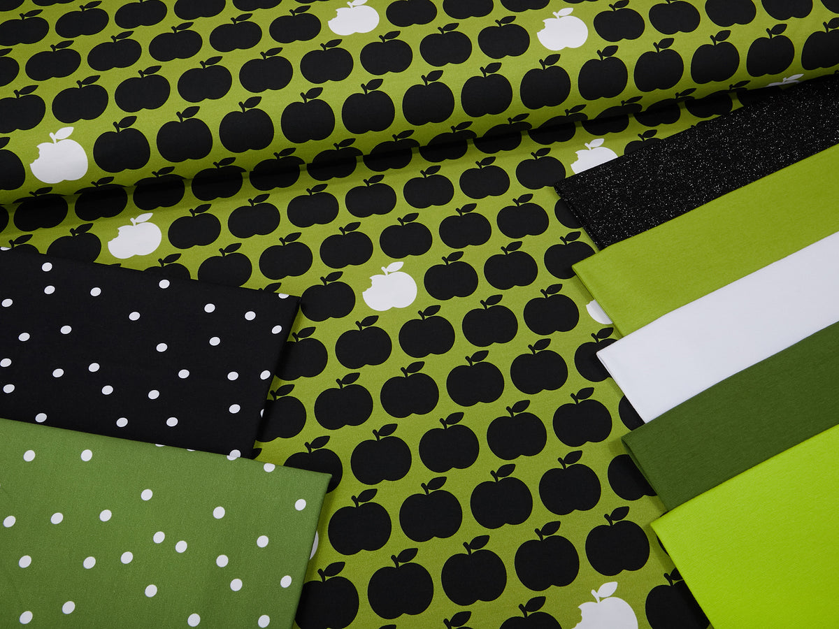 Jersey-Stoff "NEW applebite #granny smith-black" (0,5m)