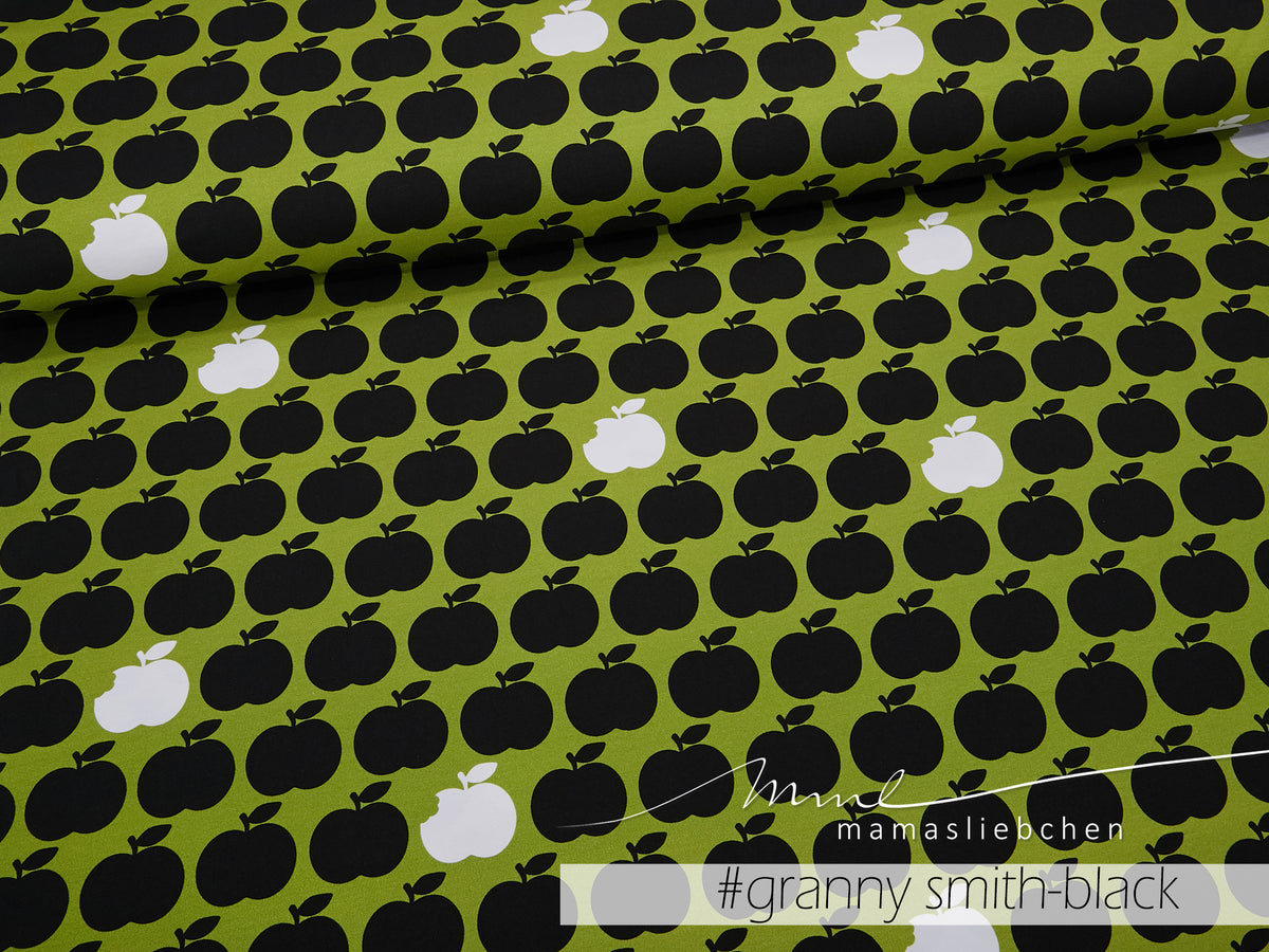 Jersey-Stoff "NEW applebite #granny smith-black" (0,5m)