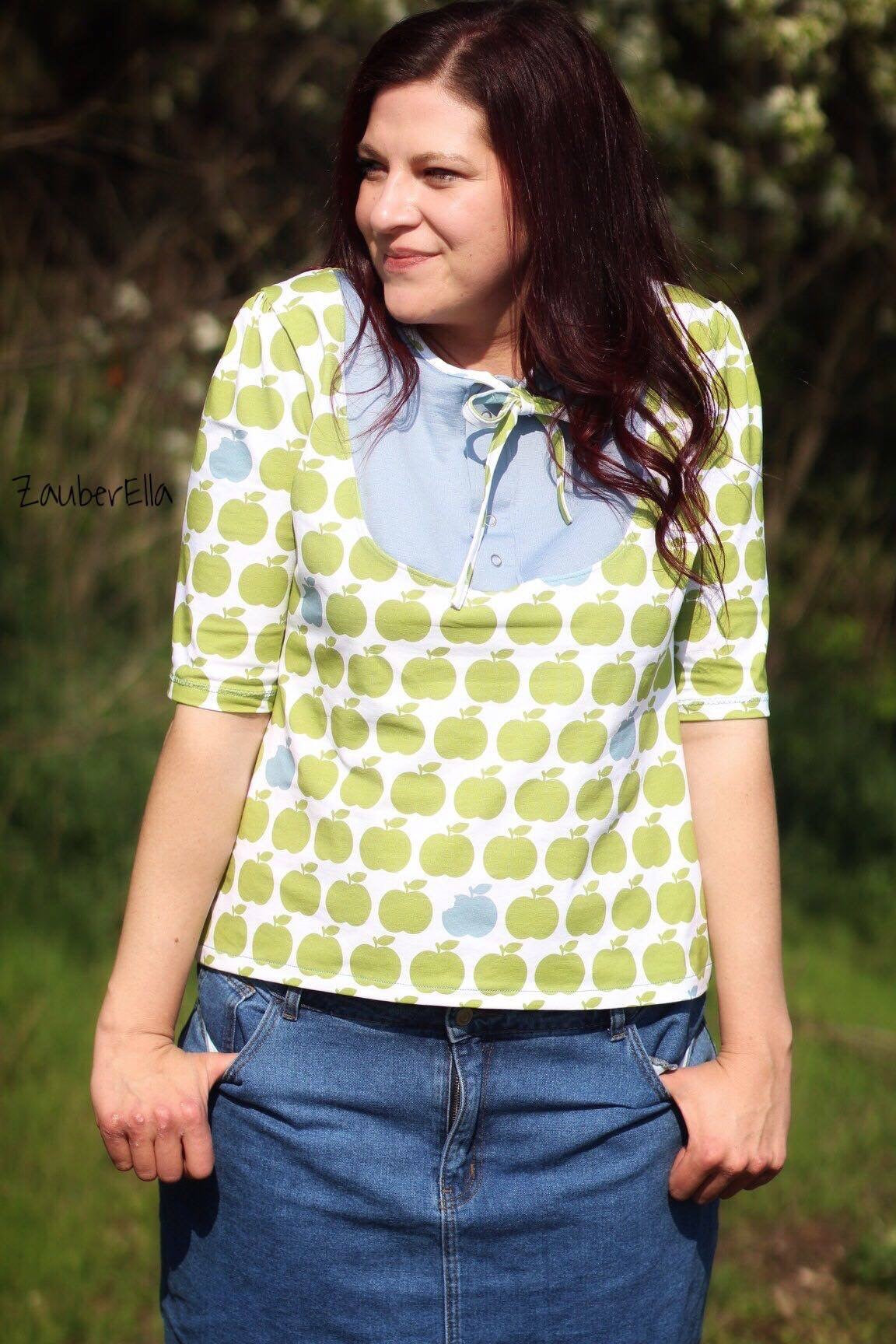 Jersey-Stoff "NEW applebite #granny smith-white " (0,25m)