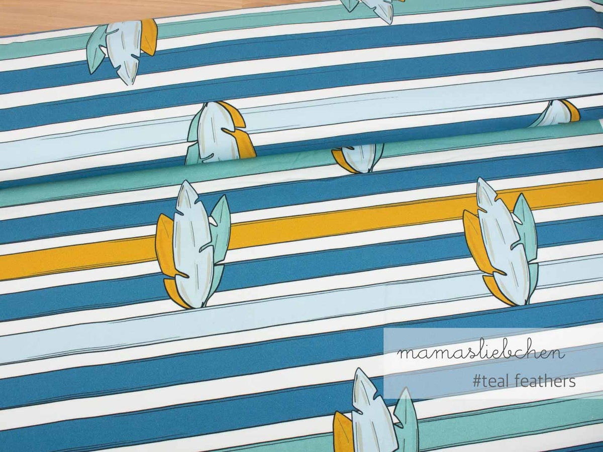 Jersey-Stoff "oskar & fiep- feathers #teal" (0,50m)