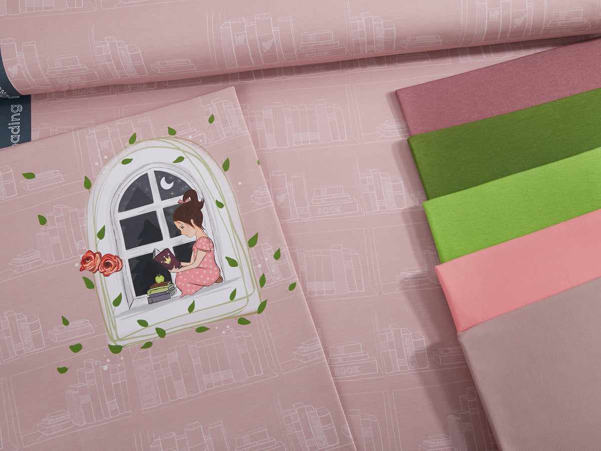 Jersey-Stoff "poetry #rose" (1 Panel, ca 0,70m)
