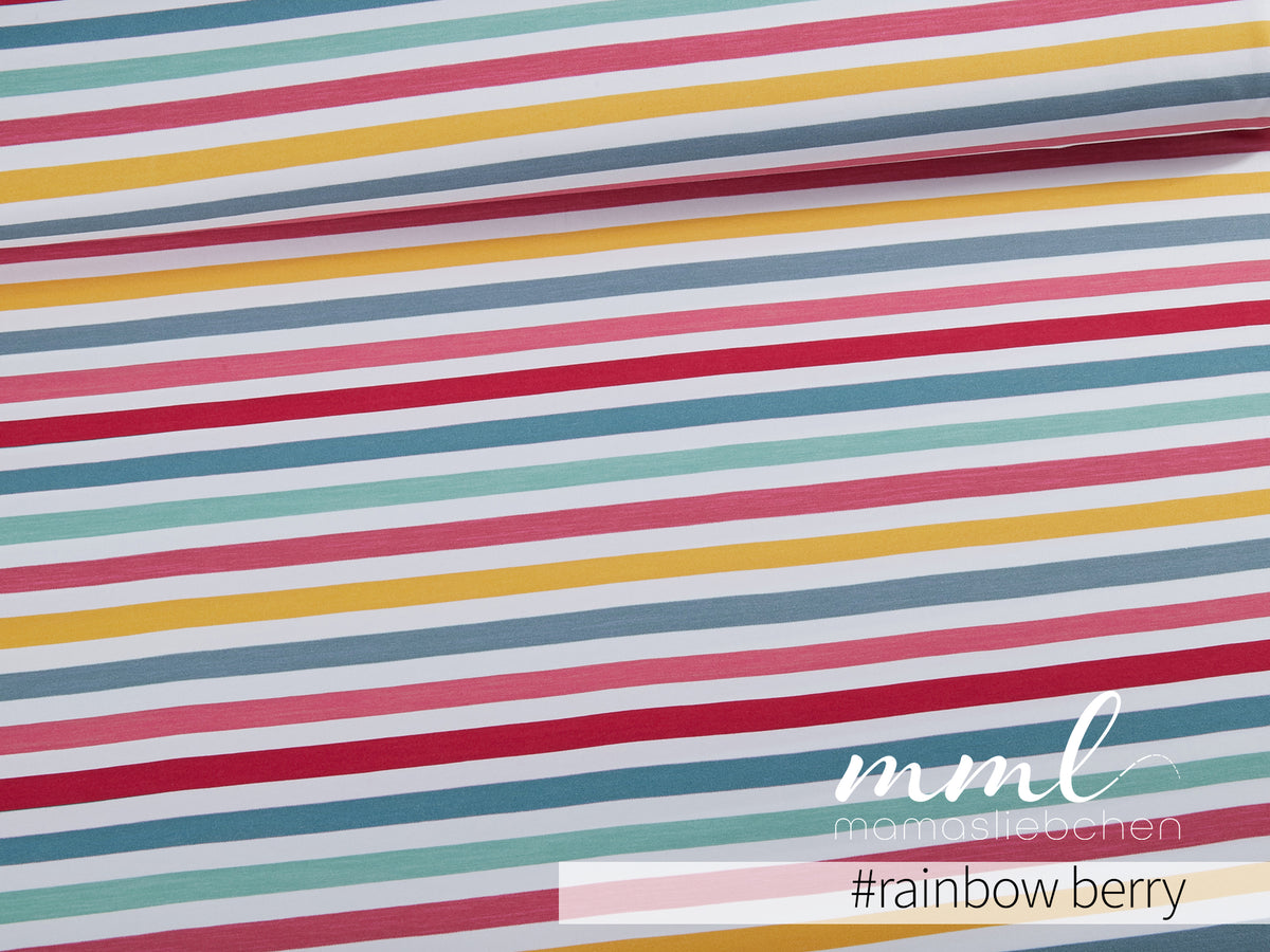 Jersey-Stoff "rainbow stripes #rainbow berry" (0,25m)