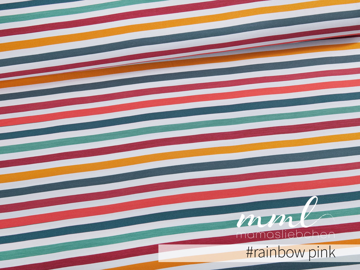 Jersey-Stoff "rainbow stripes #rainbow pink" (0,25m)
