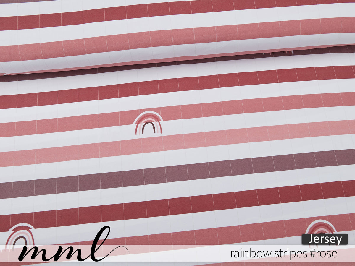 Jersey-Stoff "rainbow stripes #rose" (0,25m)