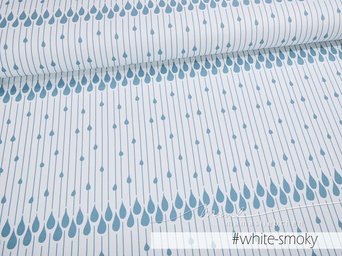 Sommer-Sweat-Stoff "raindrops #white-smoky" (0,25m)