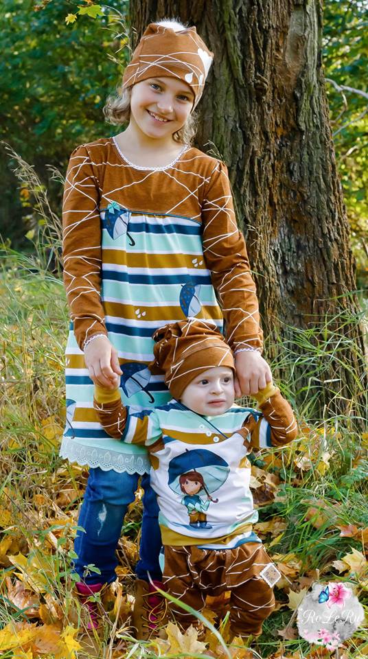 Jersey-Stoff "rainy day #honey-mint" (ca. 0,55m / 1 Panel)