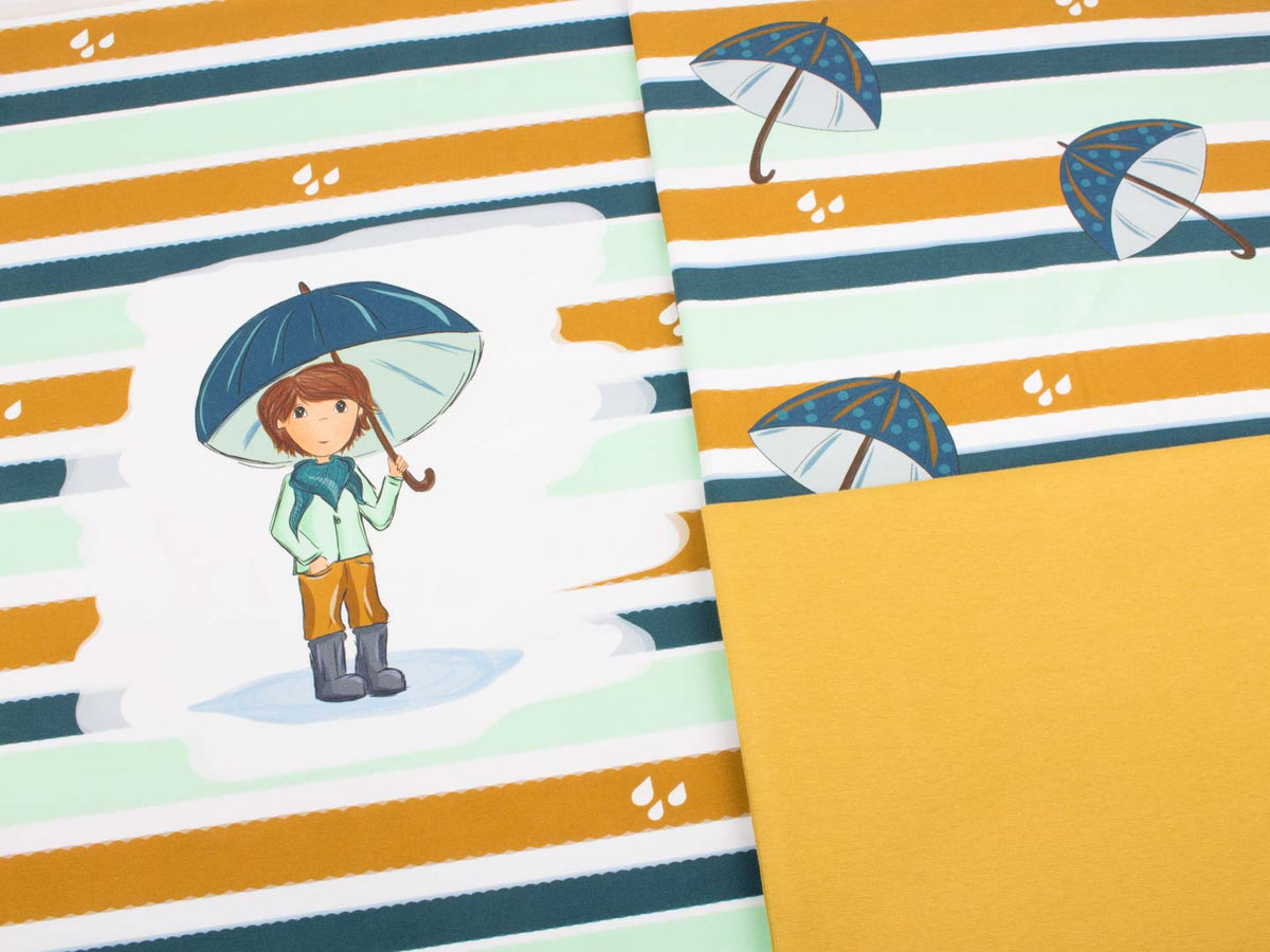 Jersey-Stoff "rainy day #honey-mint" (ca. 0,55m / 1 Panel)