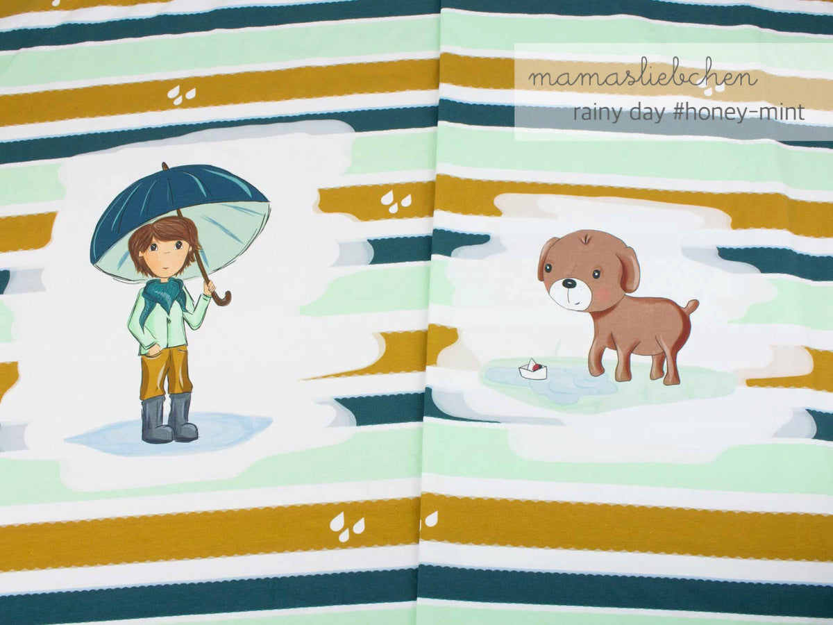 Jersey-Stoff "rainy day #honey-mint" (ca. 0,55m / 1 Panel)